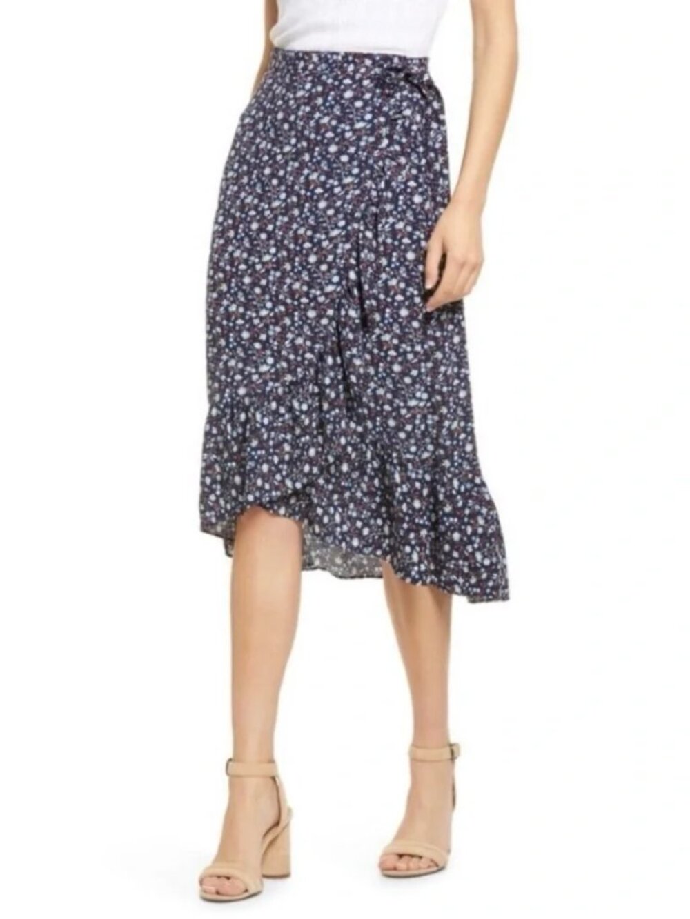 Madewell Ruffle-Edge Midi Wrap Skirt in Harvest Vine 10
